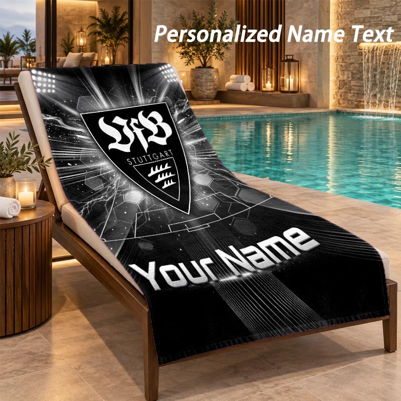 Benutzerdefinierter Text VfB Stuttgart FC Druck Strandtuch Großes Handtuch für Zuhause Badezimmer Strand 70cmx140cm(27x55inch)