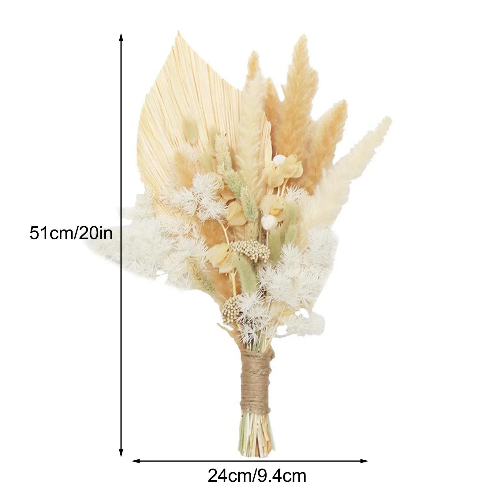 

Nordic Bohemia Simulation Flower Bouquet 26pcs Rabbit Tail Grass Reed Cattail Fan Palm Leaf DIY Flower Arrangement Home Wedding