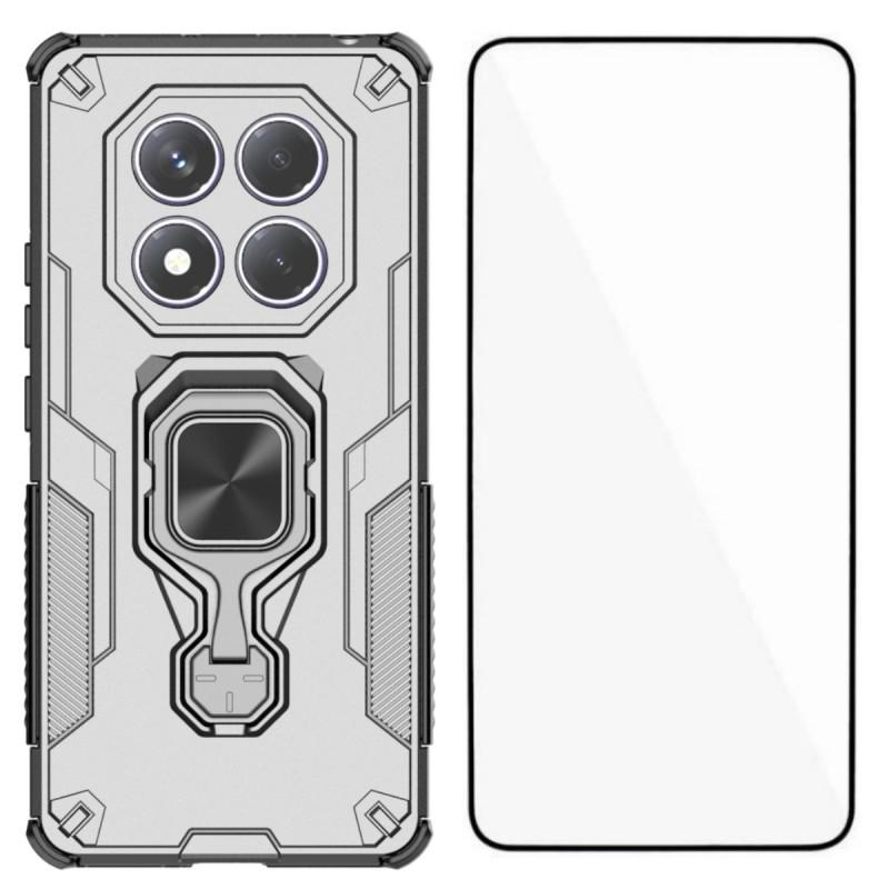 For Xiaomi Redmi Note 14 Pro 4G Phone Case WANLONFENG PC TPU Back Cover Kickstand with Tempered Glass