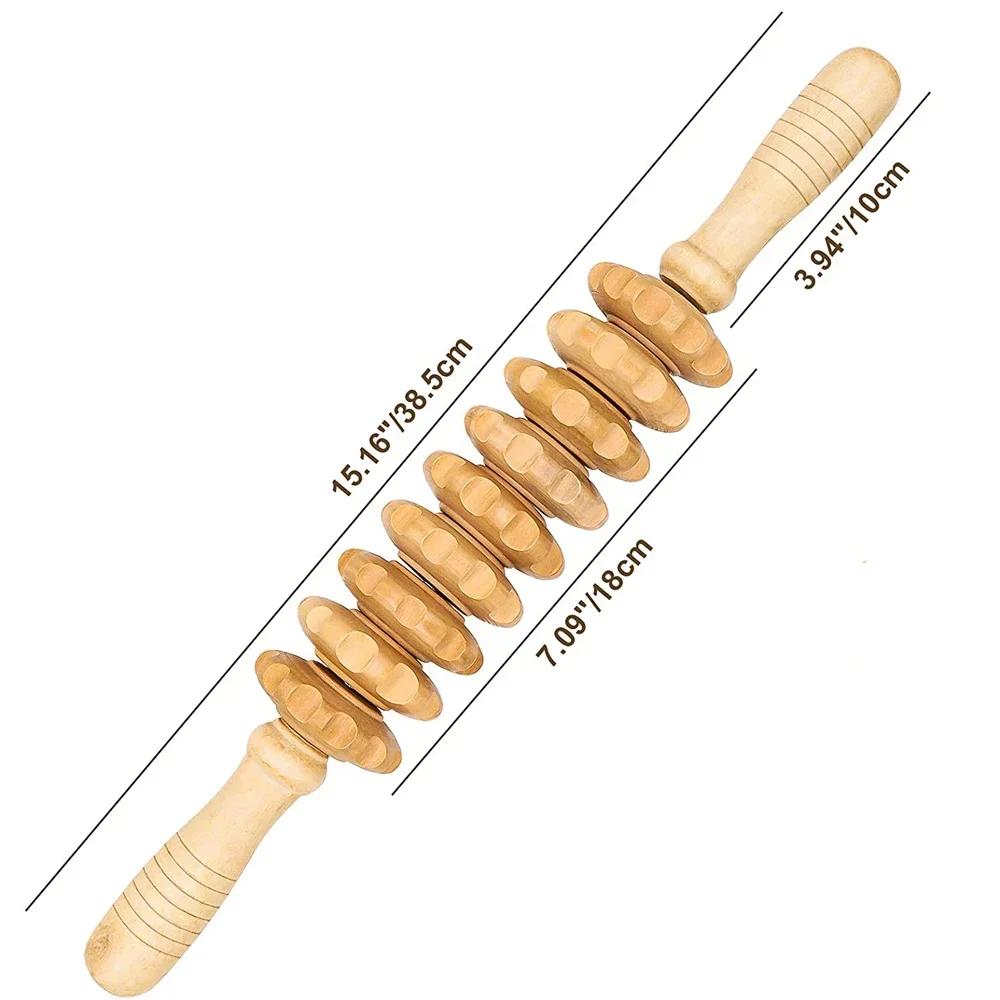 Curved Wood Roller for Stomach Cellulite Wooden Therapy Massage Tool for Body Shaping,Wood Massager Stick for Lymphatic Drainage