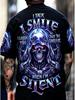 Men's Skull Full Back Print Short Sleeve T-Shirt Hardcore Dark Style Casual Top A Fashionable and Perfect Gift