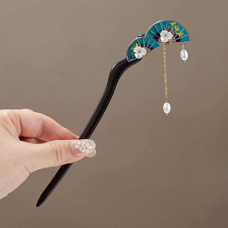 1 Pièce Pompon Bois Frais Épingle à Cheveux Bois de Santal Style Chinois Nouveau Coiffure Ancienne Épingle à Cheveux à Pompon