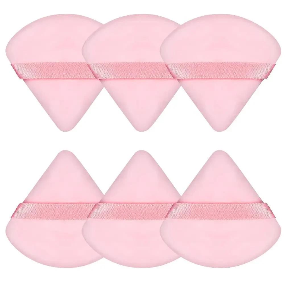 2/6Pcs Triangle Velvet Powder Puff Pizza Flours Mini Face Makeup sponge Cosmetics Washable Lightweight Makeup Tool