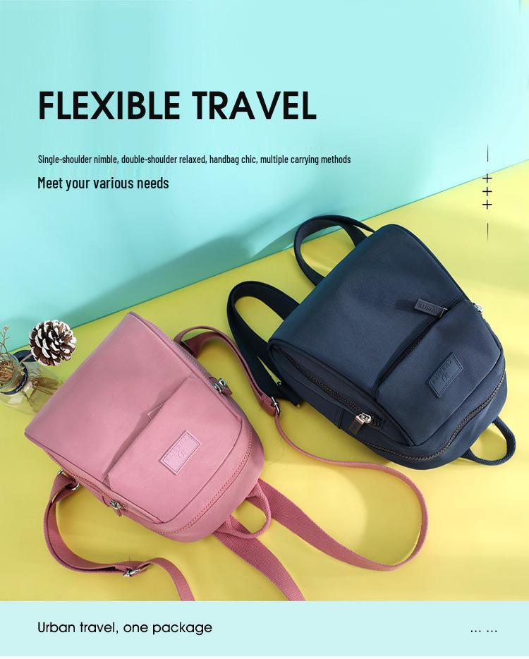 Dámský mini nylonový ležérní batoh - Módní školní a cestovní taška