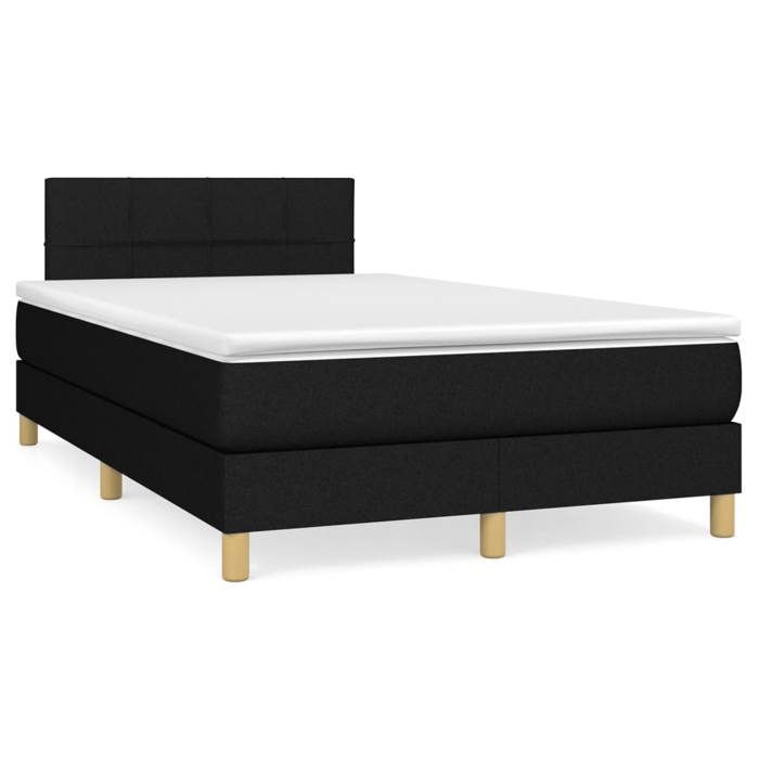 Exclusive House - Bed Slat Base with Mattress Black 120x200 Cm Fabric