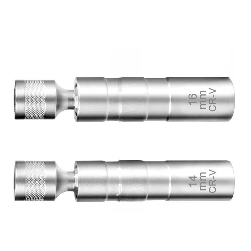 Universal Auto-Reparaturwerkzeug 14mm 16mm Zündkerzennuss Schraubenschlüssel Adapter Set Gelenk mit Magnetischer Flexibler Nuss Dünnwandig 3/8" Antrieb