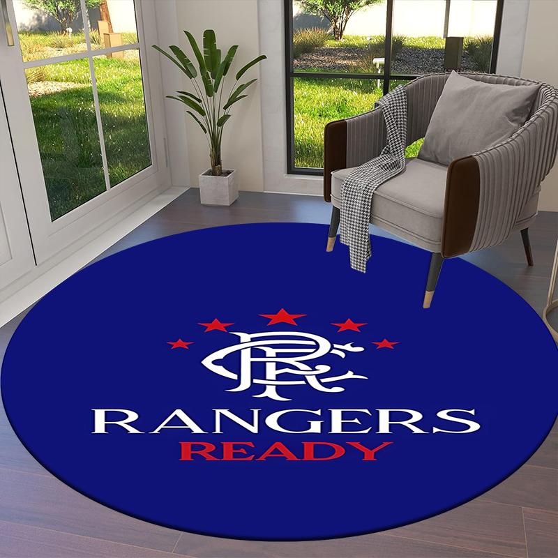 Tappeto Rotondo Rangers F.C., Tappeto per Soggiorno Camera da Letto Divano Stanza dei Giochi Decorazione, Tappetino Antiscivolo