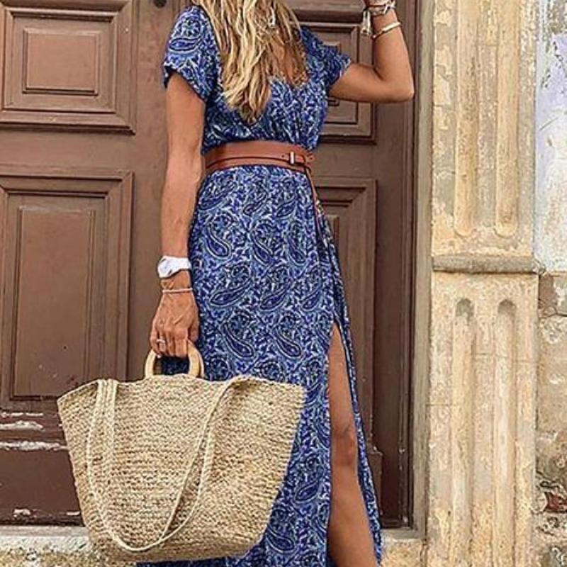 2021 Verano Boho Vestido Largo Mujer Casual 7 Colores Estampado V Cuello  Túnica Vestidos de Fiesta Femenino Elegante Vestido de Playa de Alta  Hendidura comprar a buen precio — entrega gratuita, reseñas