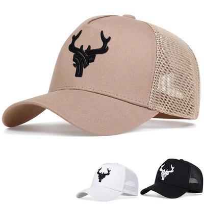 Unisex Antler Embroidered Baseball Cap Men Women Summer Breathable Mesh Caps Adjustable Outdoor Casual Sunscreen Hat Dad Hats