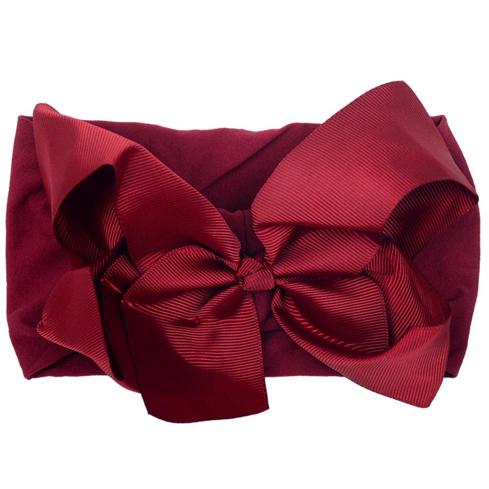 European 6-Inch Elastic Baby & Parent-Child Headband - Solid Color Bow Nylon Hair Accessory