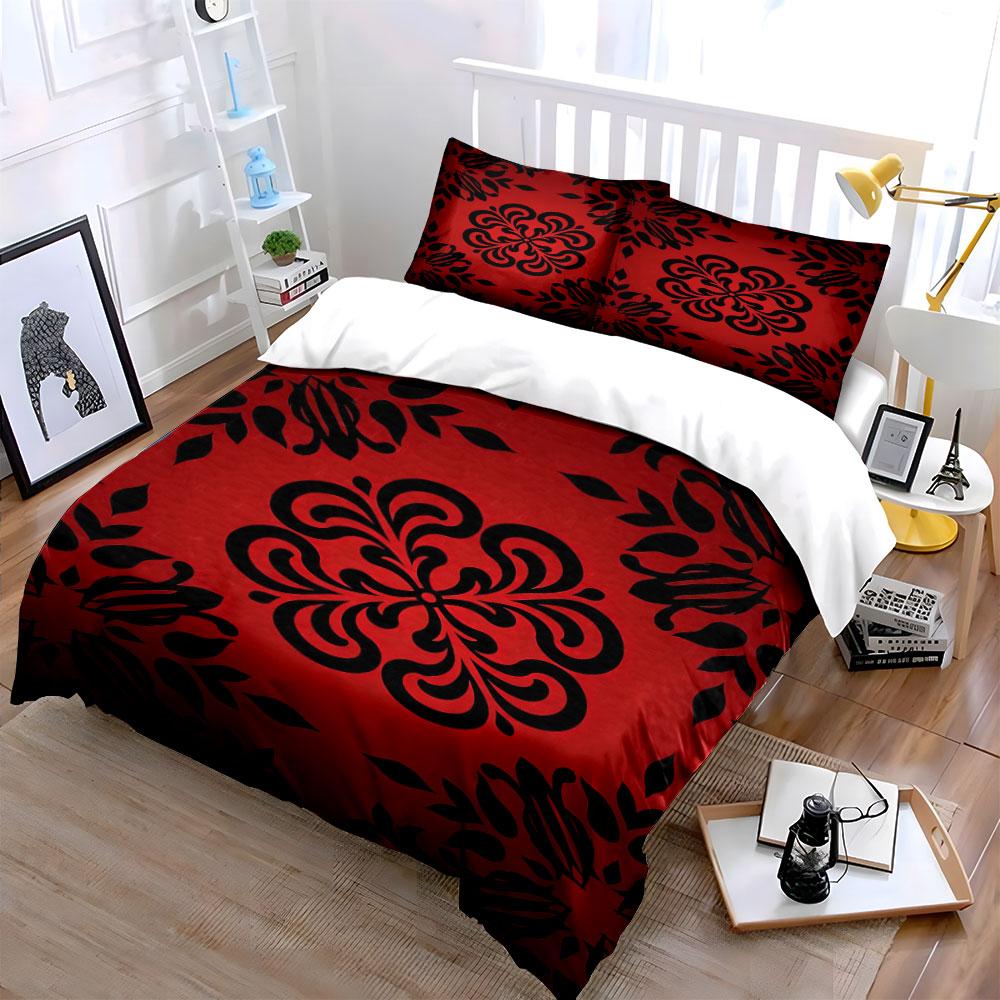 Floral-inspired black motifs. Bedding sets Duvet cover sets Duvet covers Pillowcases(1* Duvet Cover 2* Pillowcases without duvet insert)