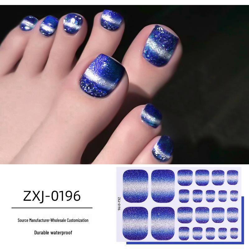 Adesivos de Unha do Pé Impermeáveis com Glitter Degradê – Nail Art Extra Brilhante para o Verão