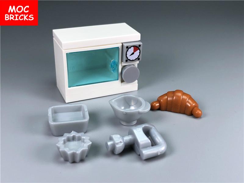 Set  MOC Bricks Coffee Cupboard Microscope Toilet Air Conditioner Desk Educational Building Blocks Toys Kids Gifts