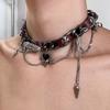 Wrapped Riveted Metal Leather Collar, Punk Heart-shaped Girl Y2k Subculture Niche Necklace