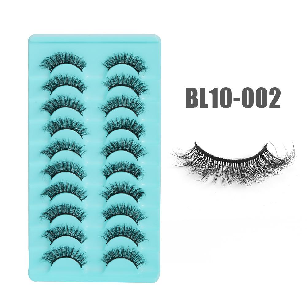 10 Pairs Of Chemical Fiber Eyelashes False Eyelashes Dense Simulation Cross Curl Short Eyelashes
