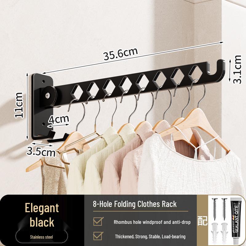 

No-Drill Invisible Wall-Mounted Clothes Drying Rack - Stainless Steel for Balcony or Bathroom