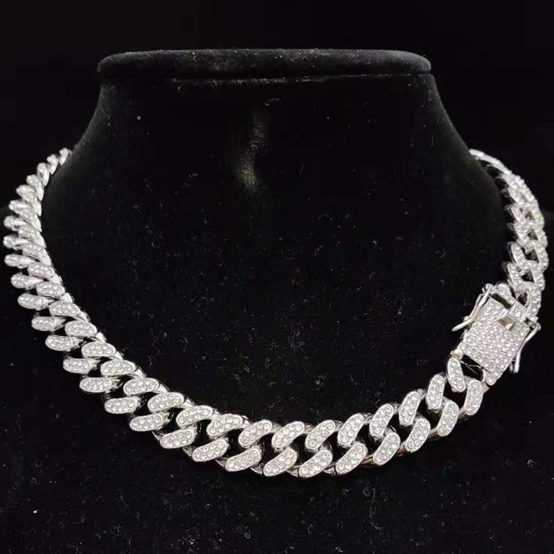 Men Women Hip Hop Iced Out Bling Chain Necklace High Quality 13mm Width Miami Cuban Chain HipHop Necklaces Fashion Jewelry