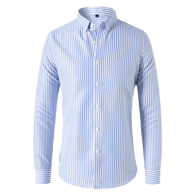2026 Men's Slim Fit Striped Long Sleeve Shirt - Youth Fashion Business Casual