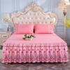 Bedding Bed Skirt Princess Korean Style Princess Purple Lace Bed Skirt 1 Pair Pillowcase Three-piece Bed Cover Twin Bedspreads