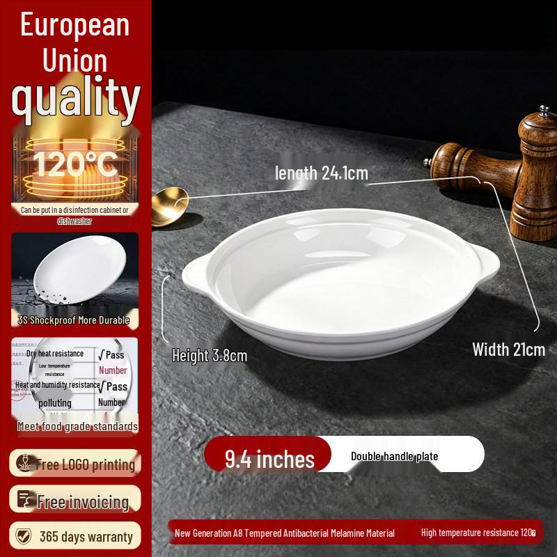 High-End Restaurant-Quality White Melamine Round Plates – Imitation Porcelain Buffet, Fast Food, and Rice Bowl Plates