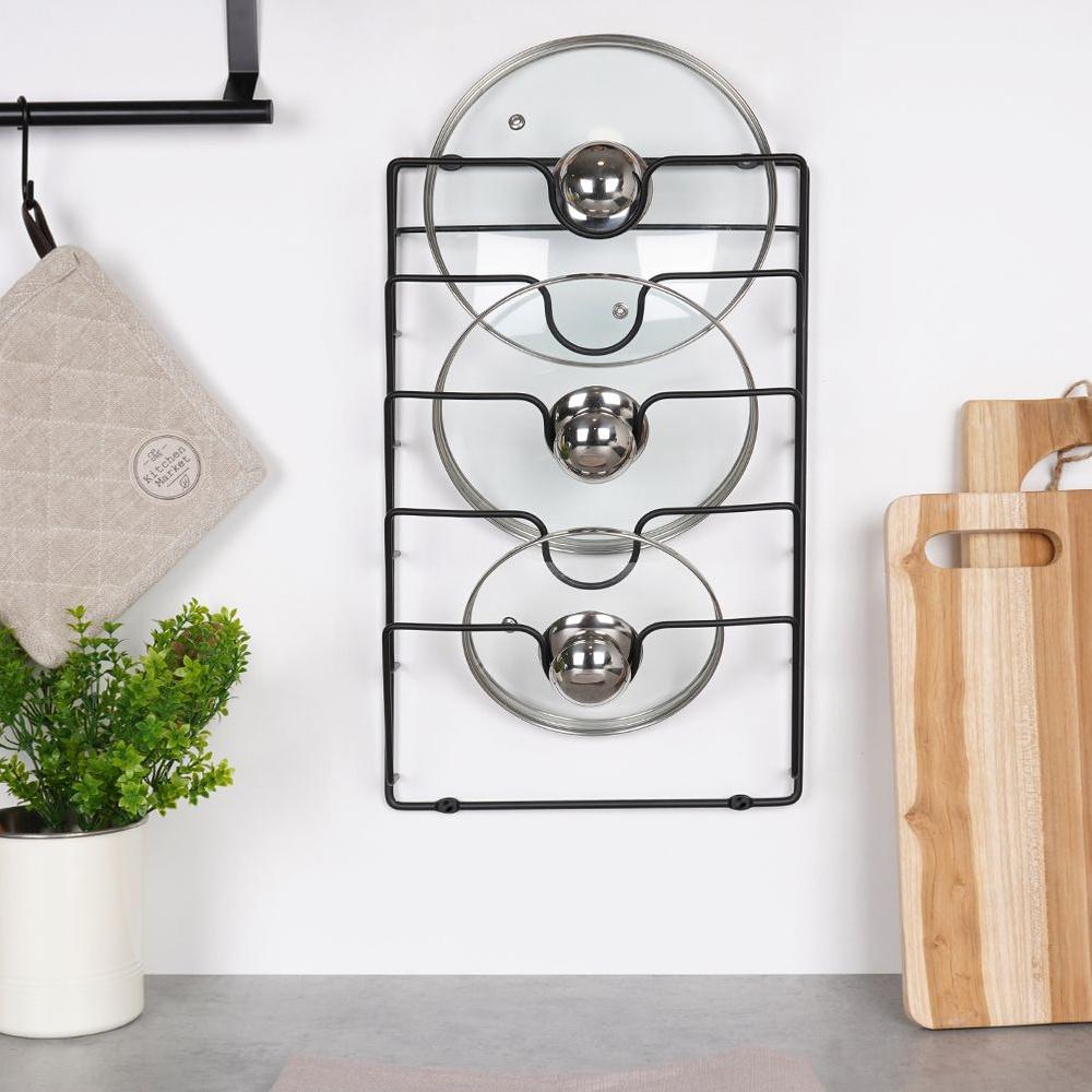 Lid Hanger Holder Kitchen Organizer Metal Black Wall Mount