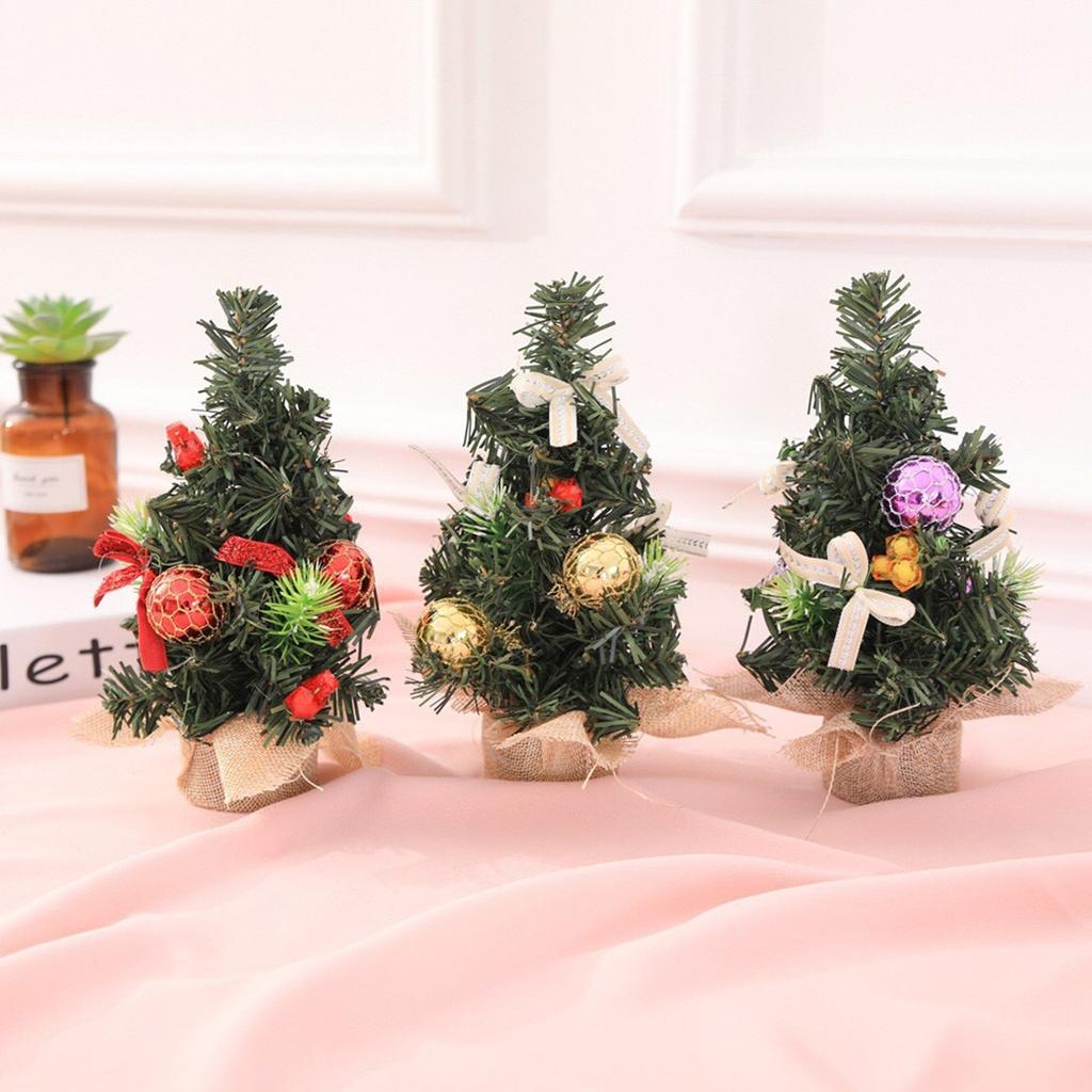 Tiny Table Top Christmas Tree with Ornaments for Festive Home Decor