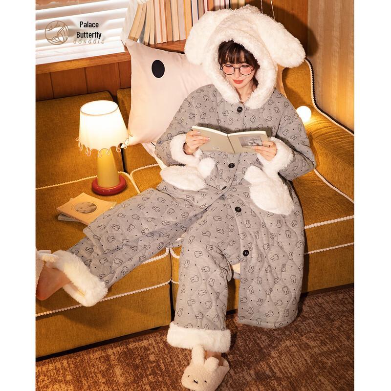 Miffy Women s Winter Warm Flannel Sleepwear Set M