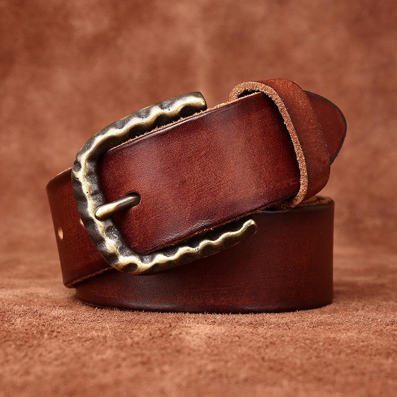 Men's Belt Retro Washed Retro Style Personality Trendy Thickening Genuine Cattlehide Leather Surface All-Match Jeans Belt