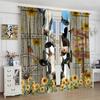 Farmhouse Cow Curtain Funny Animal Butterfly Sunflower Cow Curtains for Western Barn Door Printed Rod Pocket Window Treatments