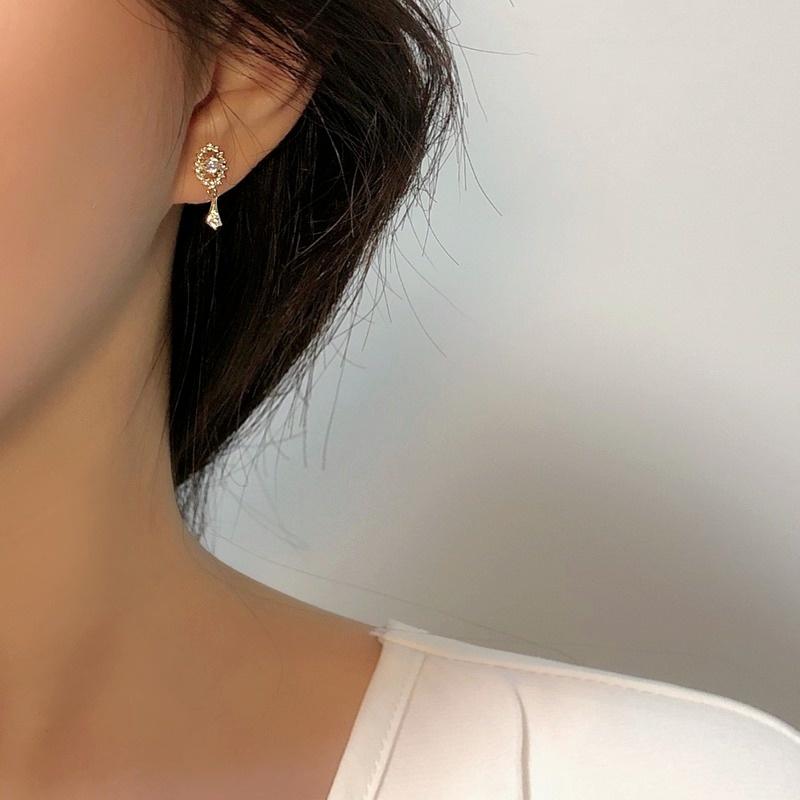 High Sense French Niche Earrings Retro Temperament Tassel Zircon Earrings