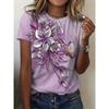 Comfortable Simple Flower Print Top Fashionable Versatile Women's Short-sleeved Casual Loose T-Shirts Women’s