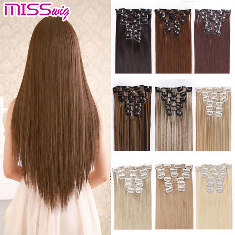 Buy Hair Extension Synthetic Straight Hair Clips For Women Pure Color