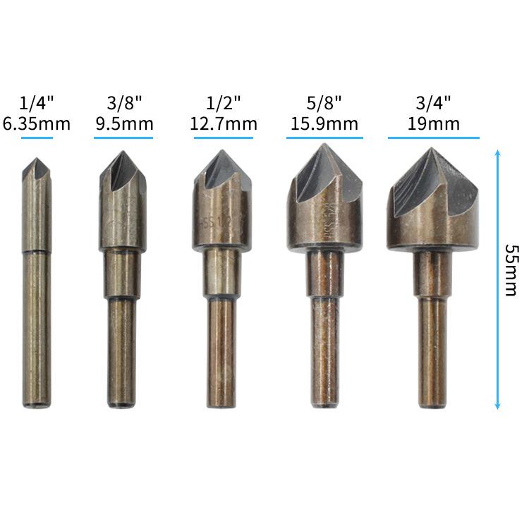 

Набор из 5 инструментов для снятия фаски из быстрорежущей стали British Baked Yellow для деревообработки - круглая ручка, 5 кромок, азотирование 5pc in plastic bag