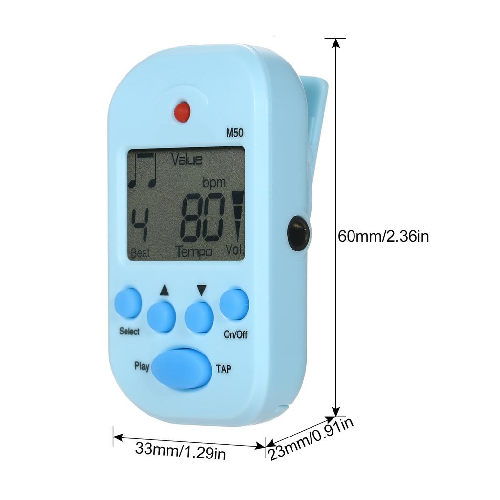 Mini Digital Metronome M50 Tempo Metronome Clip On Electronic Metronome Pocket Metronome Suitable for Guitar Piano