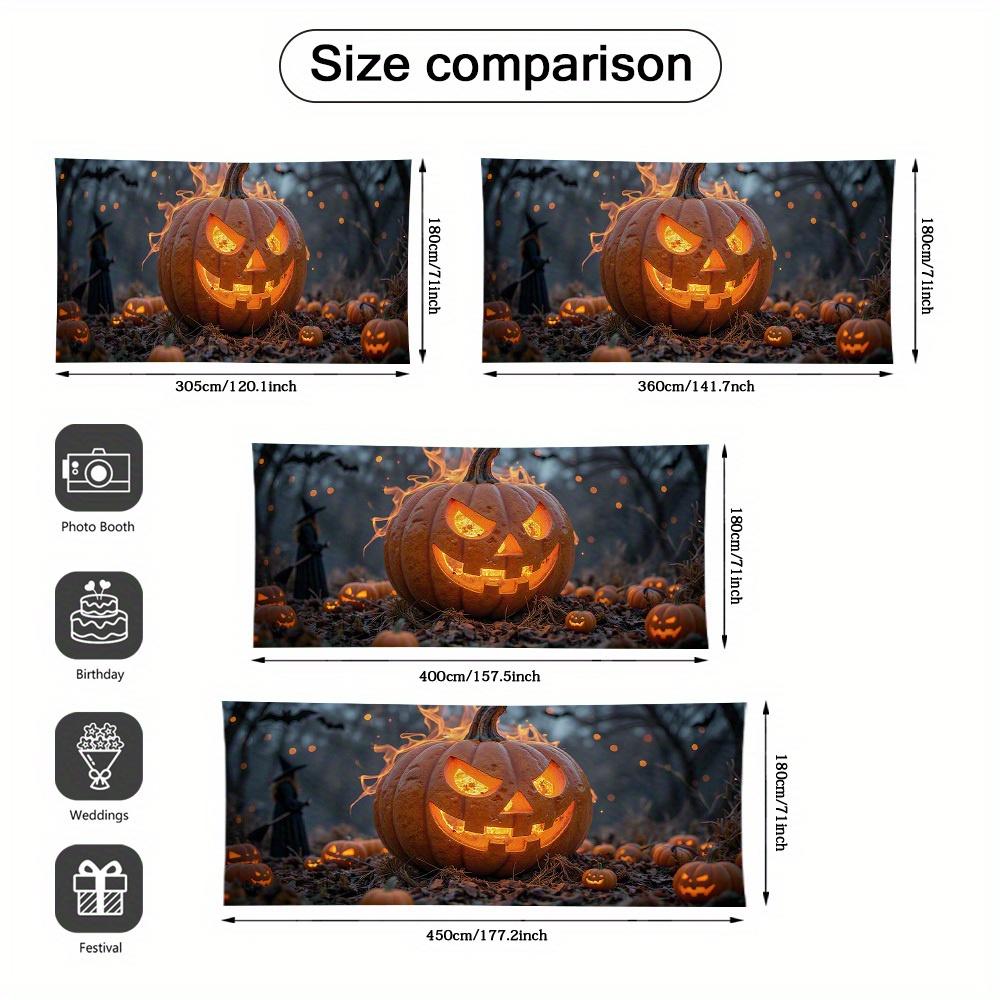 One Halloween flame pumpkin and witch garage door banner - Large fabric outdoor decorationzyc