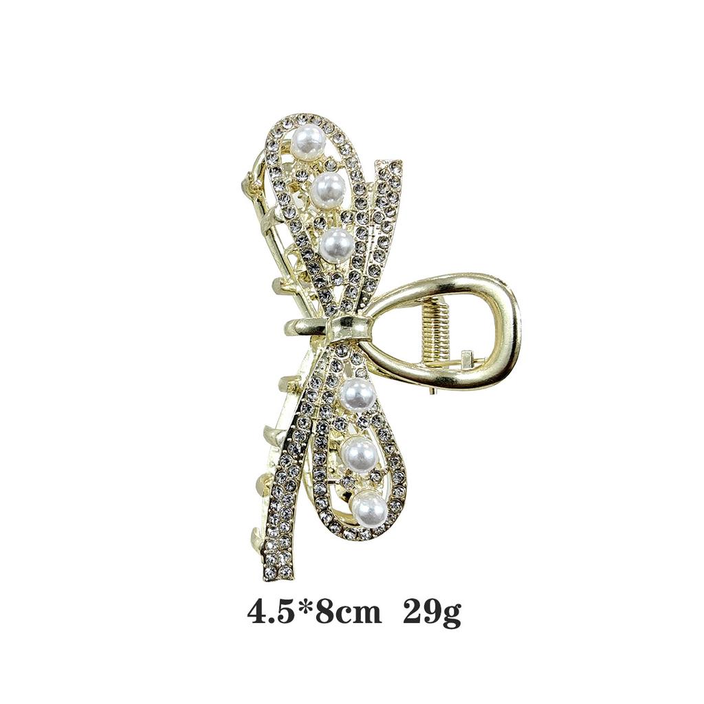 Elegant Large-sized Sweet Women's Hair Clip Diamonds Hollow Heart-shaped Pearl Design Korean-style Accessory for Up-dos