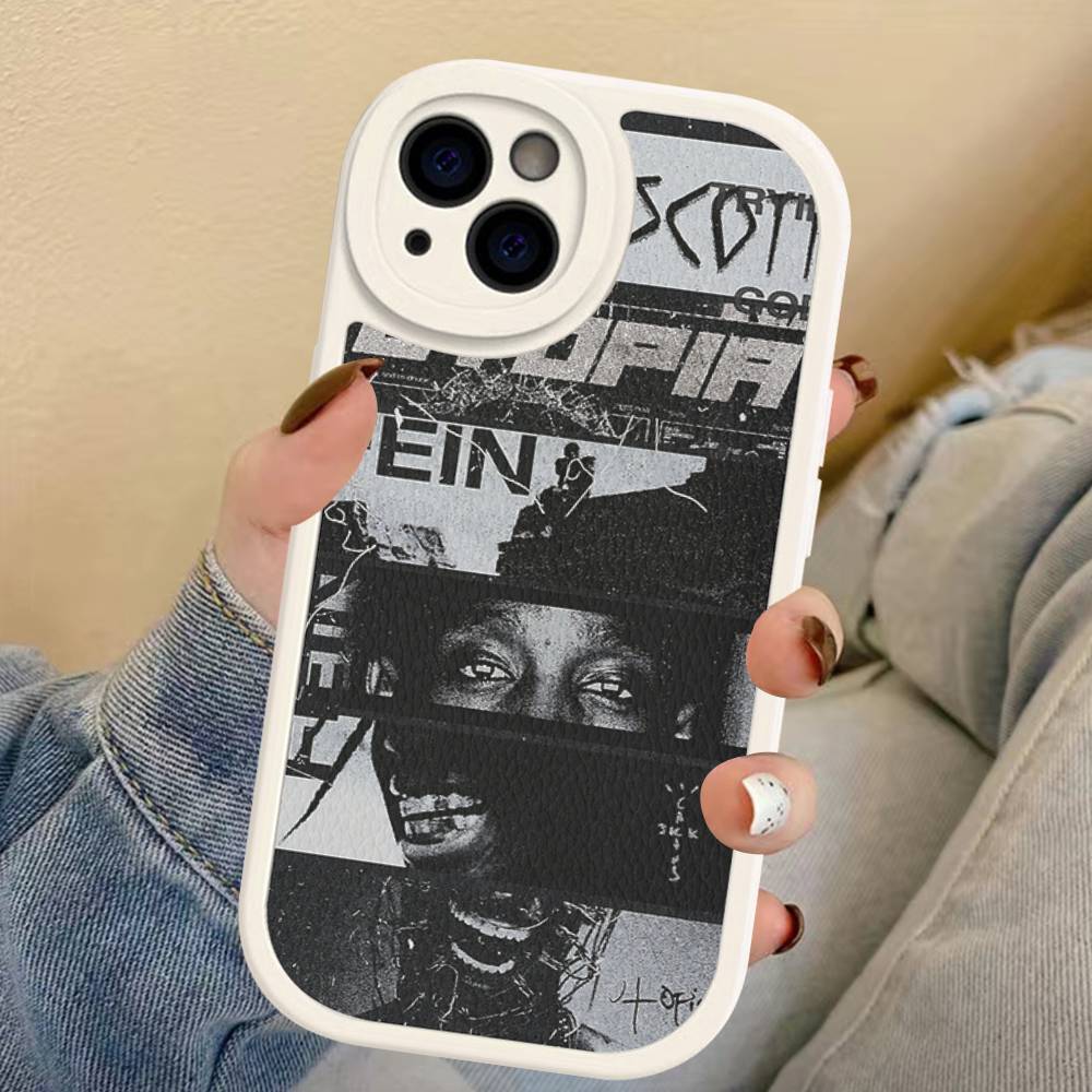 T-Travis S-ScottS Singer Phone Case For IPhone 16 15 14 13 12 11 Pro Max Plus 16E Soft Leather Cover