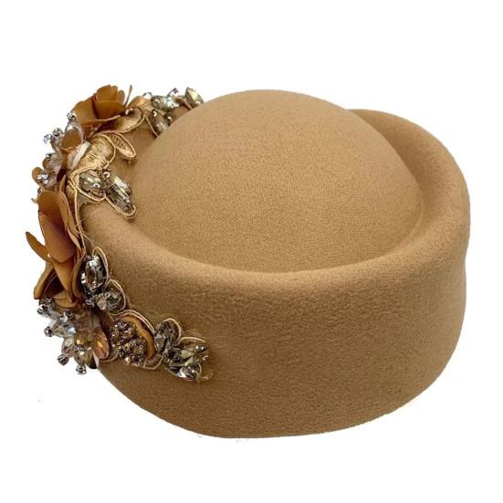 Teselskaphatt for kvinner jenter stoffblomst fascinatorhatt vintage cocktailparty pillbox-hatt rollespill bowler party-tilbehør