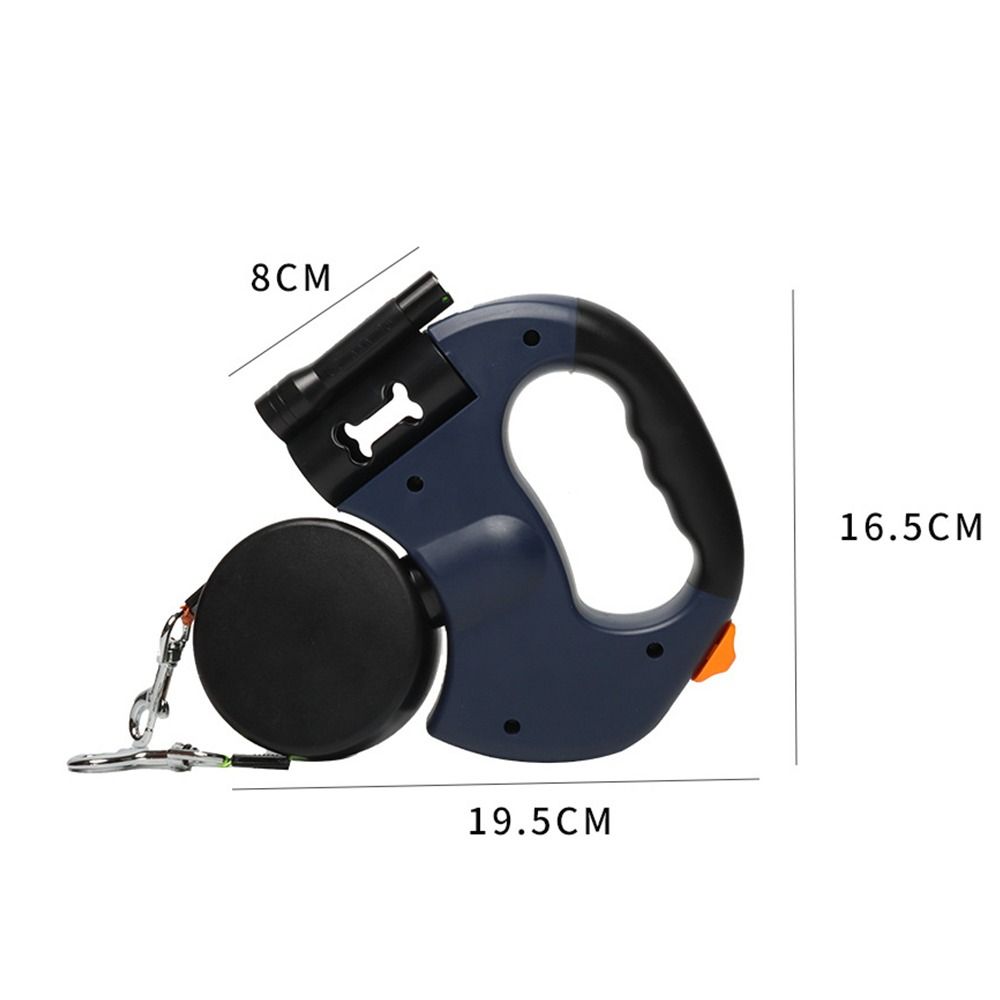 New With Flashlight Dual Dog Retractable Leash Poop Bag Holder Retractable Dog Tractions Rope 360° Rotating LED Lights Dog Chain