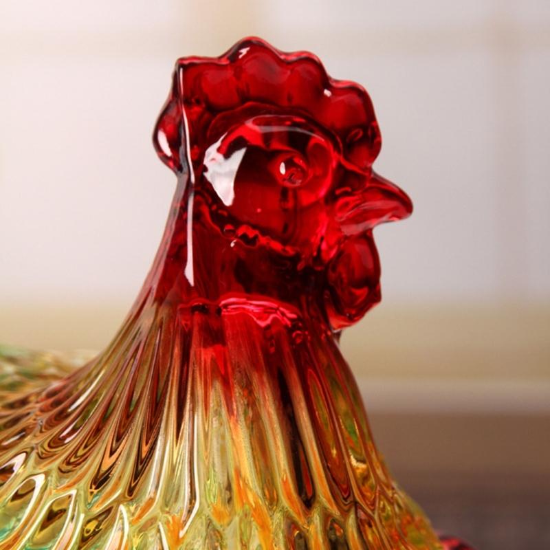 Plat à bonbons en verre cristal forme poulet, Bol à bonbons rétro avec couvercle, Assiette à dessert Bol à snacks Ornement pour décorations de maison