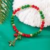 Trendy Small Crystal Bead Xmas Bracelet for Women Men  Handmade Christmas Tree Snowman Elastic Bracelet Jewelry Gifts