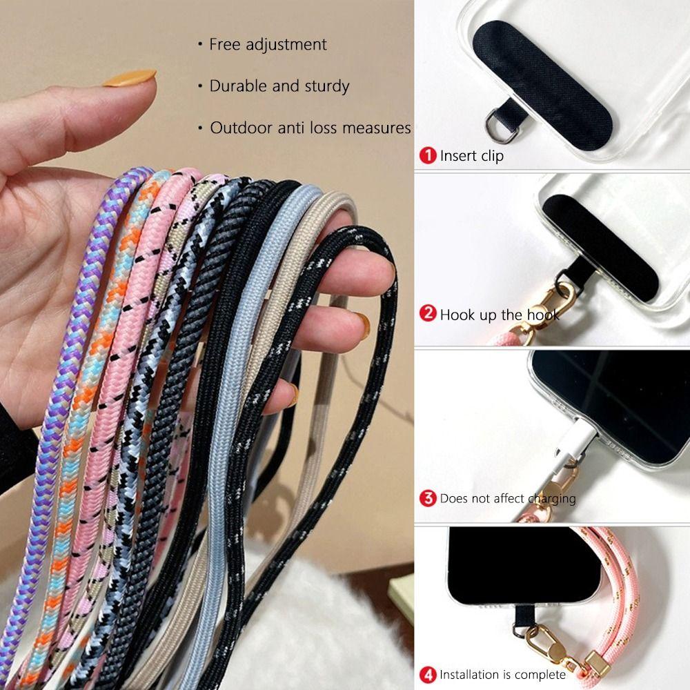 2Pcs/Set Short + Long Phone Strap Nylon Anti-lost Wrist Strap Phone Lanyard Case Crossbody Shoulder