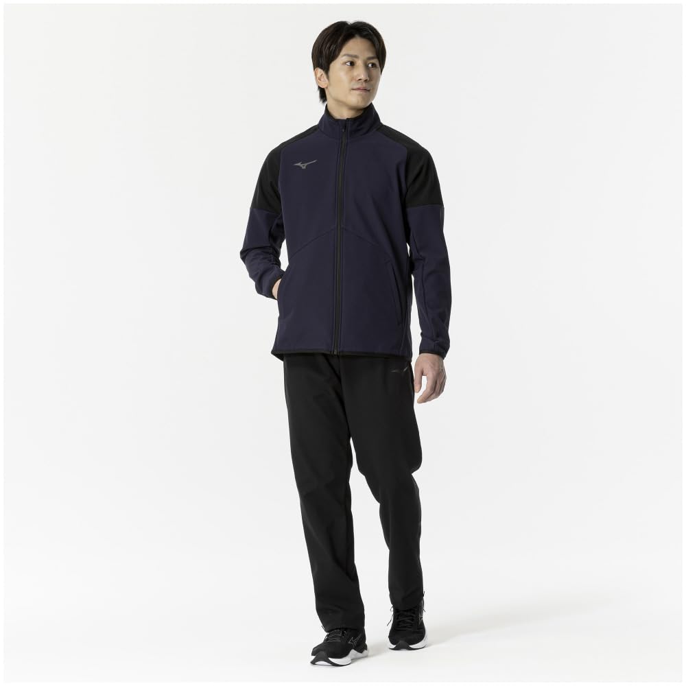 Mizuno Techseal Training and Deep Navy X Black Jacket, Water-Repellent, Windproof, Stretch, 32MEB651,