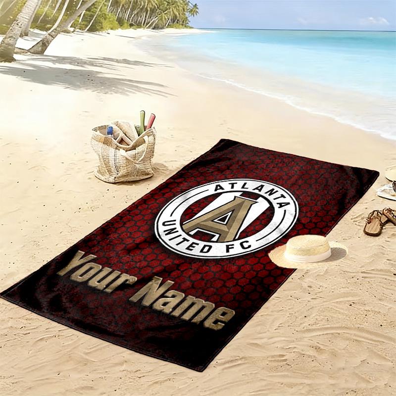 Name Custom Atlanta United FC Print Beach Towel, Large Soft Quick Dry Towel for Beach Camping Swimming