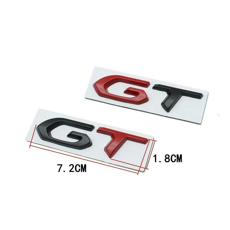 3d Metal Chrome Black Logo GT Emblem Letters Car Rear Trunk Badge Self-adhesive Sticker Accessories