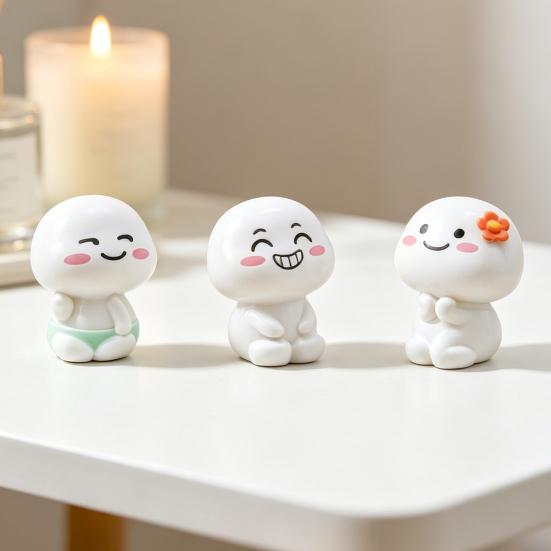 4 Pcs Mini Doll Figurine Tiny Cute Doll with Cartoon Expression for Fairy Garden Micro Landscape Plant Pots Bonsai Cake Topper Decor DIY Crafts