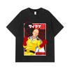 275 GSM Washed T-shirts 100% Cotton One Punch Man V7 Saitama Print Unisex Heavy Cotton T Shirt