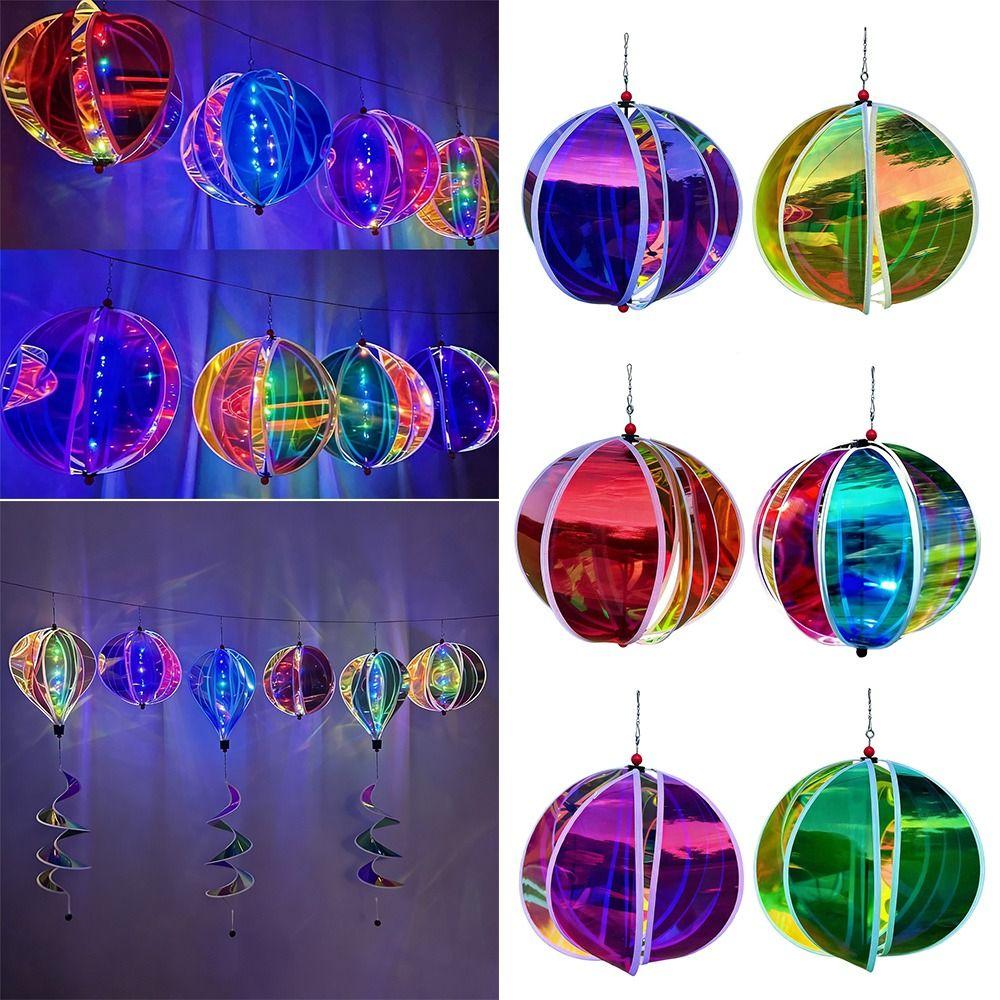 Luminous Film Hot Air Balloon Wind Spinner Bright Film Colorful Design Luminous Windmill Dazzling Wind Transparent Material