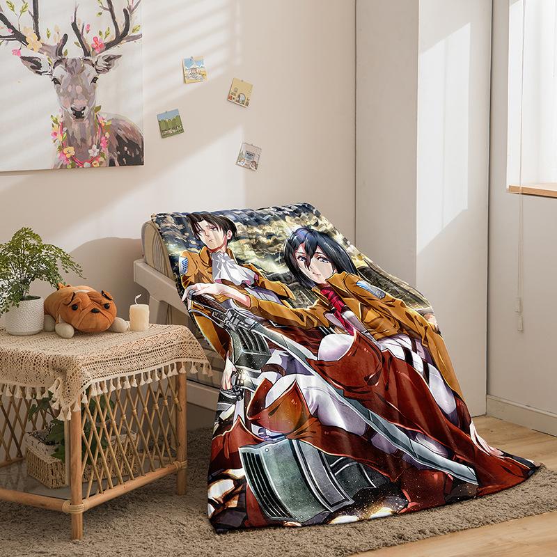 Attack On The Giant Series Flannel Blanket 3D Printed Sofa Blanket Thickened Blanket