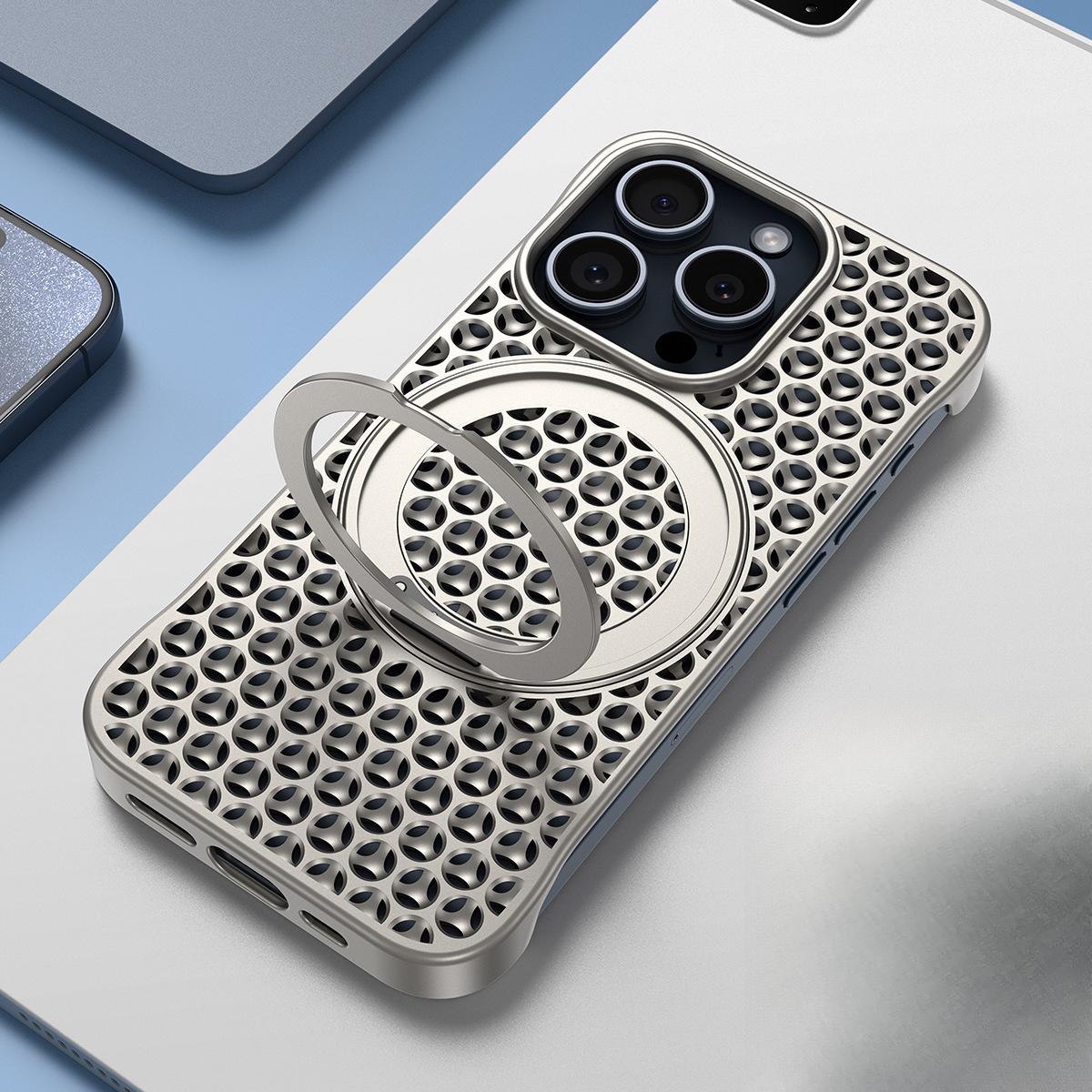 

Безрамочный Дышащий для Apple 15 ProMax Вращающийся Кронштейн Чехол для Мобильного Телефона Магнитная Адсорбция Защитный Чехол для iPhone 14p iPhone15pro